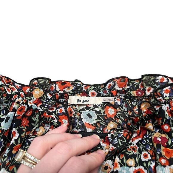 MI AMI Black Floral Blouse Size M - Picture 5 of 8